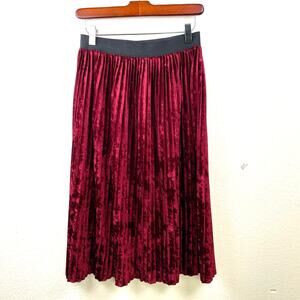 Womens Skirt Sz S Velvet Whimsigoth Witchy Gothic Burgundy Holiday Boho Midi